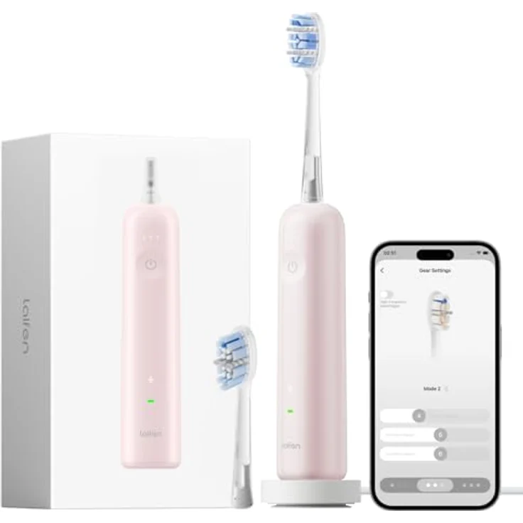 Laifen Wave Pro, Schall-Zahnbürste mit 6 Reinigungsprogrammen, 70-Tage-Akku, Druckkontrolle, 60°-Oszillationen, 2 intelligente Bürstenköpfe, ABS Rosa – Bild 1