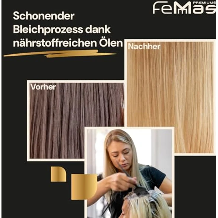 FemMas Blondierpulver weiß 1000 g I Hair Bleach mit Plex-Technologie & Arganöl I staubfrei & starke Blondierung für Aufhellungen von 2-7 Nuancen – Bild 3
