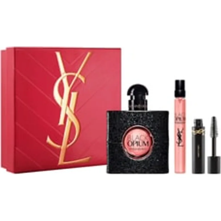 Yves Saint Laurent Black Opium Set, 50 ml EdP mit 10 ml Reisegröße und Mini Lash Clash Mascara, Duftset für Damen