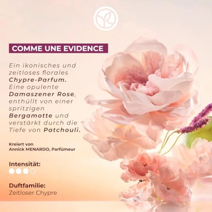 Yves Rocher COMME UNE EVIDENCE Parfum Damen 50 ml | Floraler Chypre-Duft mit Damaszener-Rose, Bergamotte und Patschuli | Ätherische Öle, elegant – Bild 3