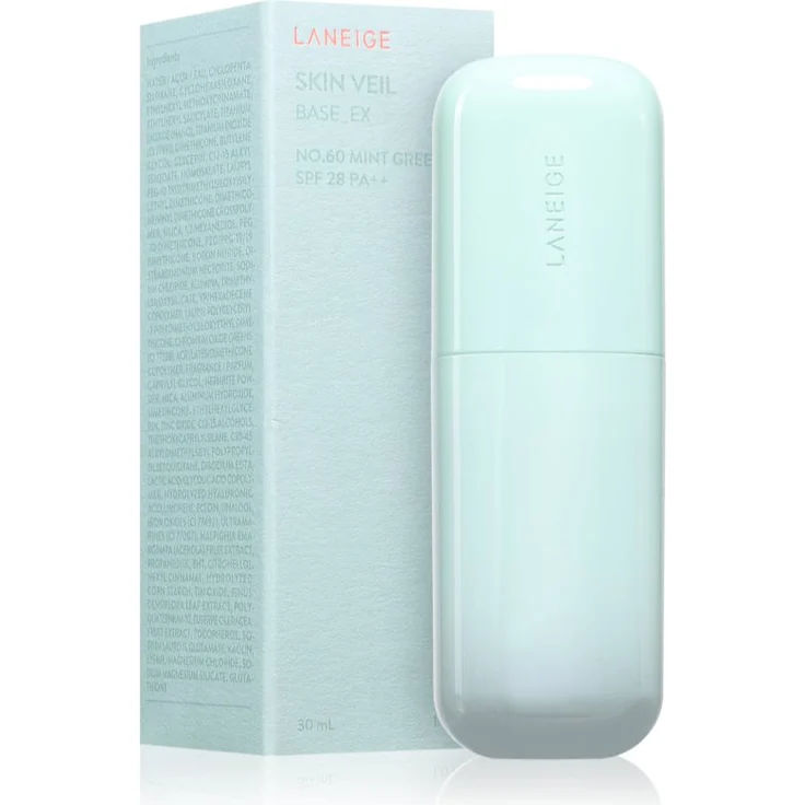 LANEIGE Skin Veil Base EX Korrektur Primer, Mint Green, 30 ml – Glättet die Haut und optimiert das Make-up-Auftragen