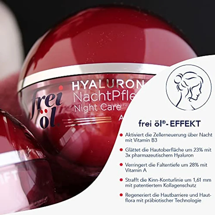 Frei Öl Anti-Age Hyaluron Lift Nachtpflege 50 ml Nachtpflege für Damen und Herren – Bild 4