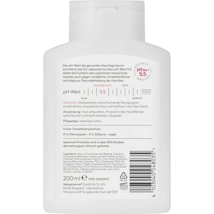 Sebamed Sport Dusche 3 in 1, 200 ml, für Körper, Gesicht und Haar, pH 5,5, dermatologisch getestet, vegan, ohne Mikroplastik und Silikone – Bild 2