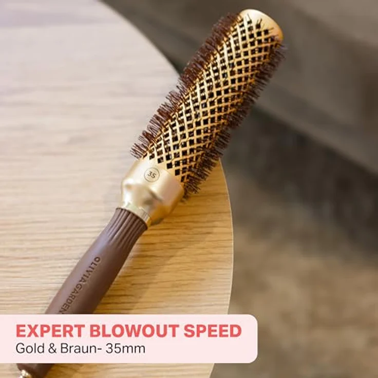 OLIVIA GARDEN Expert Blowout Speed - Gold & Brown 35 mm - Professionelle Rundbürste für voluminöse Blowouts – Bild 2