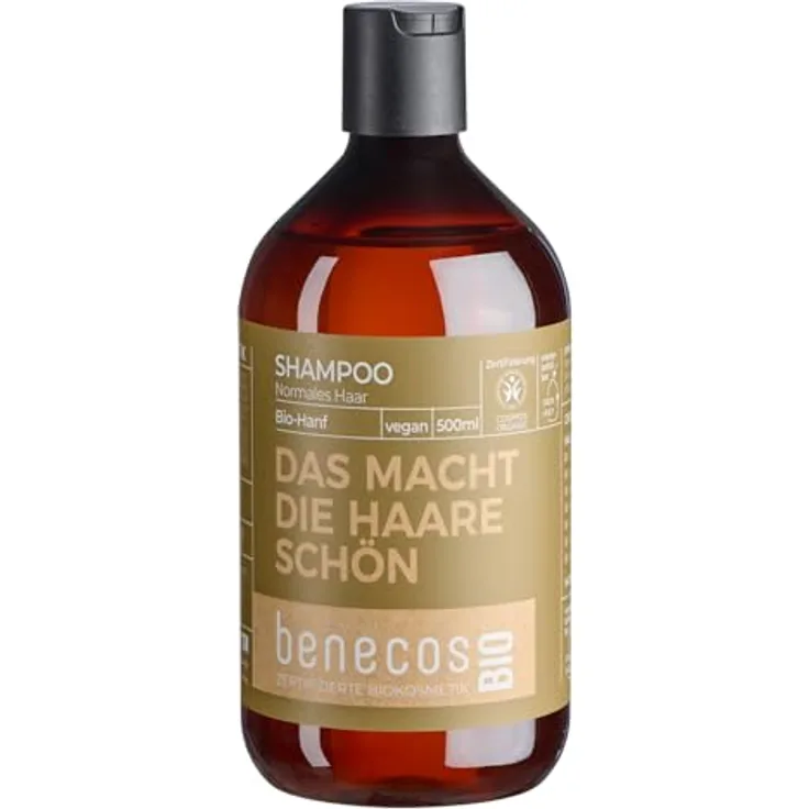 Benecos Haarshampoo Hanf, Shampoo für normales Haar mit Bio-Hanfsamenöl und pflanzlichen Tensiden, 500ml