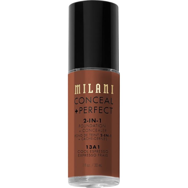 Milani Conceal + Perfect 2in1 Foundation, wasserfeste Foundation mit cremiger Formel, 30 ml, Farbe COOL ESPRESSO