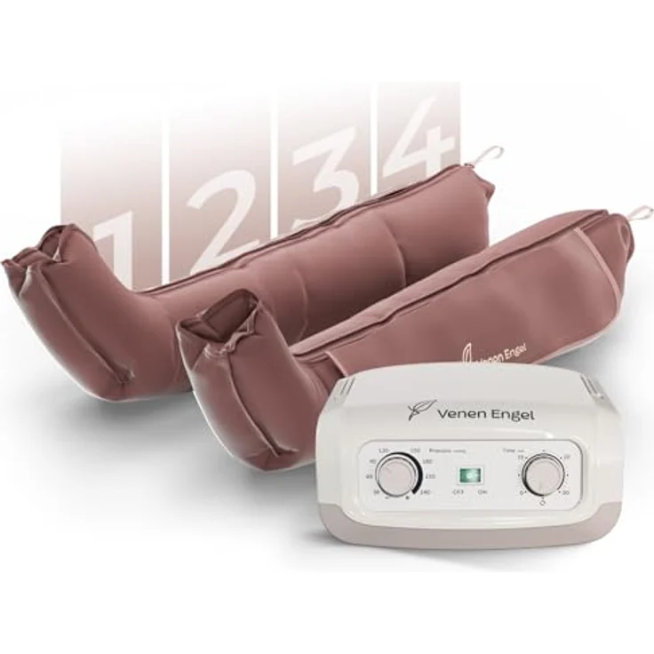 Venen Engel Mini – Kompressionsmassagegerät mit 4 Luftkammern, Luftdruckmassage für Fuß bis Oberschenkel, individuell einstellbar für Entspannung und Durchblutungsförderung – Bild 1