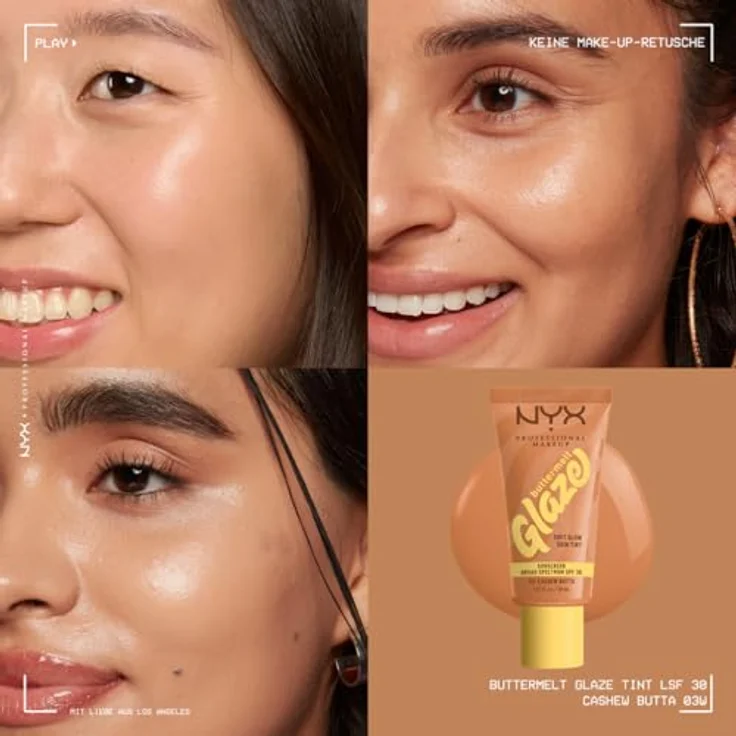 NYX PROFESSIONAL MAKEUP Buttermelt Glaze Foundation, LSF 30, Sheabutter, Mangobutter, Niacinamide, 30 ml, Farbton: 03 Cashew Butta – Bild 3