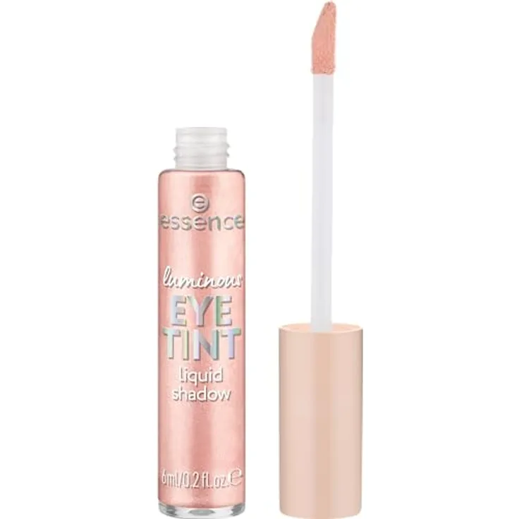 essence luminous EYE TINT liquid shadow, Lidschatten, Nr. 01, Pink, langanhaltend, strahlend, schimmernd, vegan, ohne Mikroplastikpartikel, Nanopartikel frei, ohne Parfüm, 1er Pack (6ml)