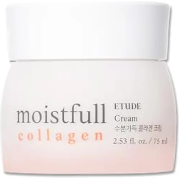 ETUDE Moistfull Collagen Cream 75 ml, langanhaltende Feuchtigkeitscreme mit Super Kollagen Wasser und Weißer Lupine für federnde Haut, aprikosenfarbig