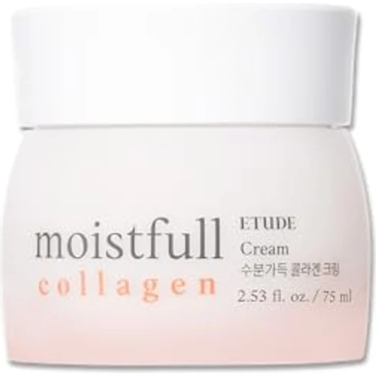 ETUDE Moistfull Collagen Cream 75 ml, langanhaltende Feuchtigkeitscreme mit Super Kollagen Wasser und Weißer Lupine für federnde Haut, aprikosenfarbig – Bild 1