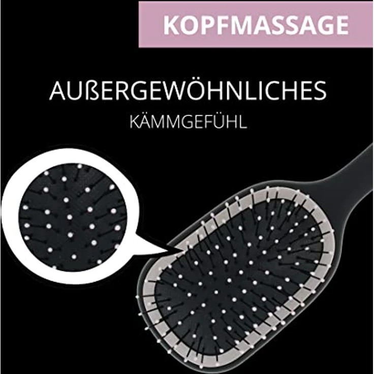 PARSA Beauty LOV.U Entwirrbürste Wet & Dry (Schwarz) – kleine Haarbürste mit Multi-Flexible-Nylonpins – Reise Haarbuerste – Hair brush women – Harebürste – Bild 5