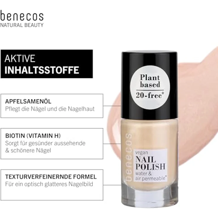 Benecos Nail Polish Sharp, Farbton: Rosa 5 ml, Farbton: Rosa – Bild 4