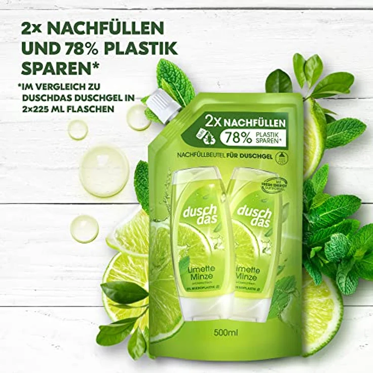 duschdas Limette Minze 3 in 1 Duschgel und Shampoo, 500 ml dermatologisch getestet – Bild 3