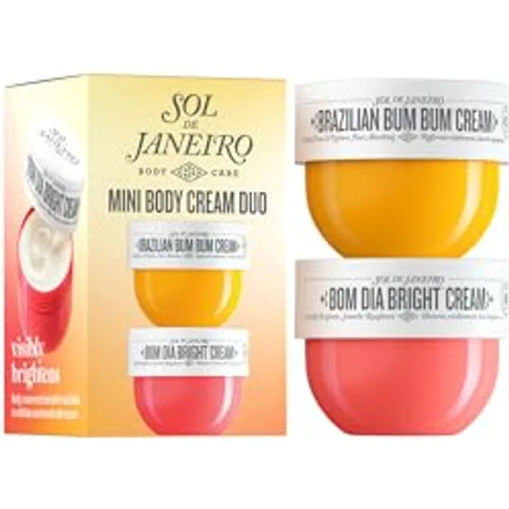 Sol de Janeiro Mini Body Cream Duo Set, Brazilian Bum Bum Cream & Bom Dia Bright Cream, 2 x 25 ml, Vitamin C Formel, Reisegröße