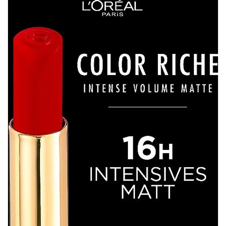 L'Oréal Paris Lippenstift für ein pudrig mattes Finish und 16 Stunden Halt, Color Riche Intense Volume Matte 300 Le Rouge Confident, 1,8g – Bild 3