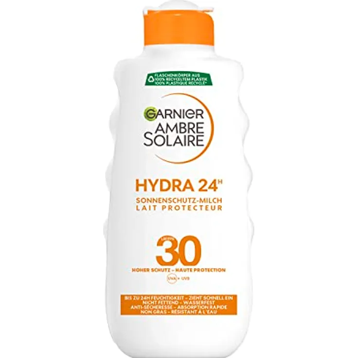 Garnier Sonnenschutz-Milch, LSF 30, feuchtigkeitsspendende Sonnencreme mit Shea Butter, Ambre Solaire, (1 x 200 ml)