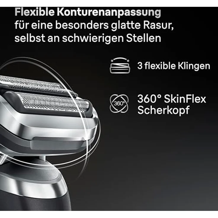 Braun Zubehör Combipack 74S, Scherkopf mit 360° SkinFlex-Kopf und 3 flexiblen Klingen, kompatibel mit Series 7 Generationen 70, 71, 72 – Bild 3