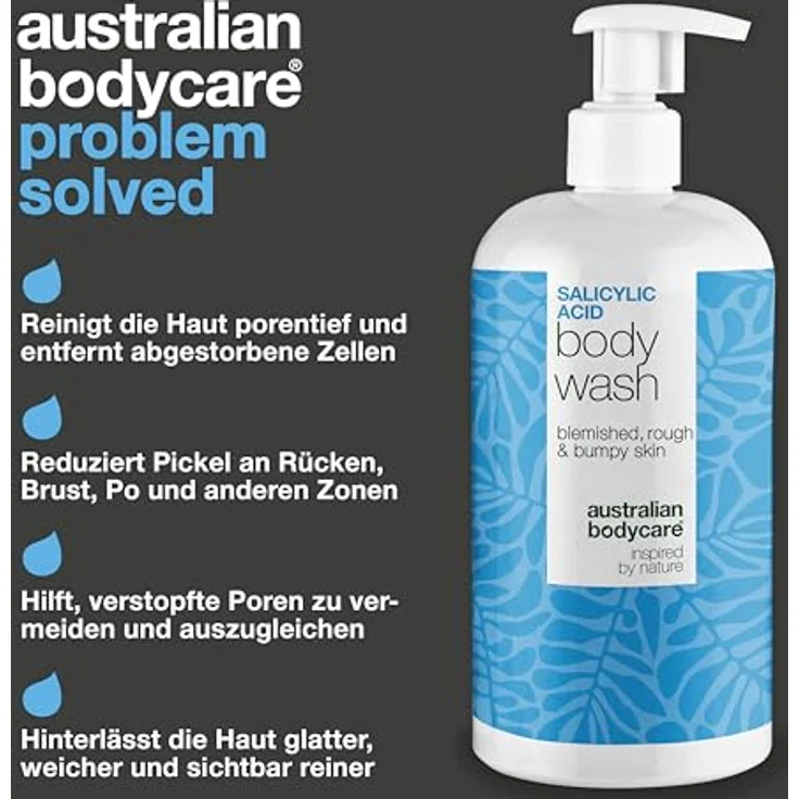 Australian Bodycare Salicylsäure-Duschgel, gegen Pickel am Rücken, Po und Brust – mit Niacinamid, Zink PCA & Glycerin – Bild 3