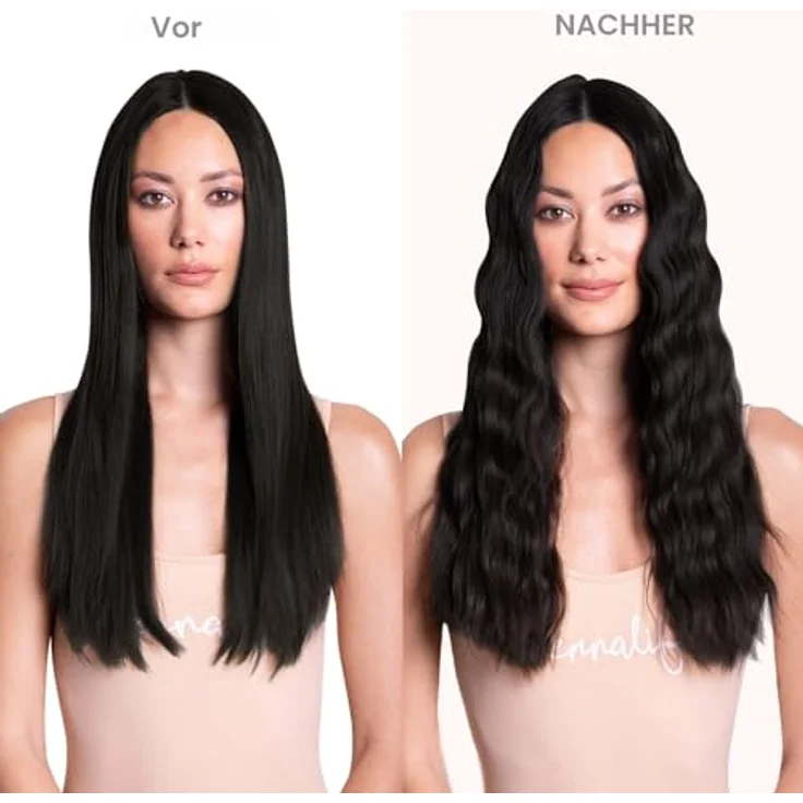 WENNALIFE Clip in Extensions Echthaar, 60cm 120g 7pcs, Natürliches Schwarz, Remy Haarverlängerung mit leichten Clips – Bild 5
