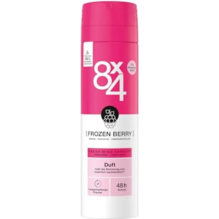 8X4 Frozen Berry Deospray, Aluminiumfreies Deo mit fruchtig-floralem Duft, 48h Schutz für jeden Hauttyp, 150 ml