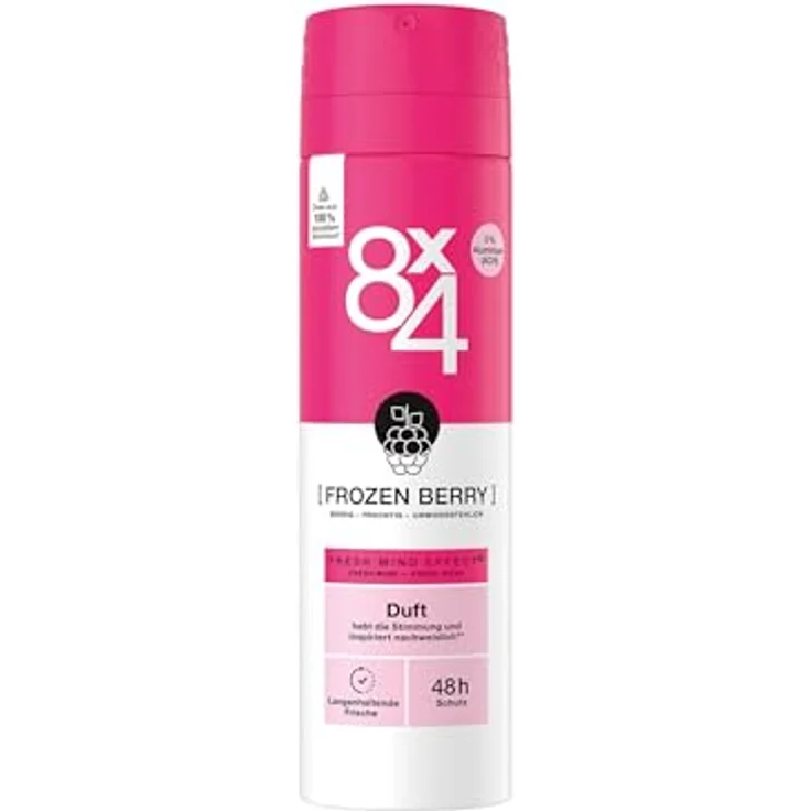 8X4 Frozen Berry Deospray, Aluminiumfreies Deo mit fruchtig-floralem Duft, 48h Schutz für jeden Hauttyp, 150 ml – Bild 1