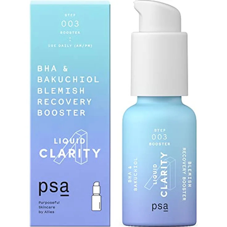 PSA LIQUID CLARITY BHA & Bakuchiol Blemish Recovery Booster: Pore-Refining Serum Booster with 2% BHA, 1% Bakuchiol, 2% Zinc PCA, and Licorice Root Extract. 15 ml/ 0.5 oz