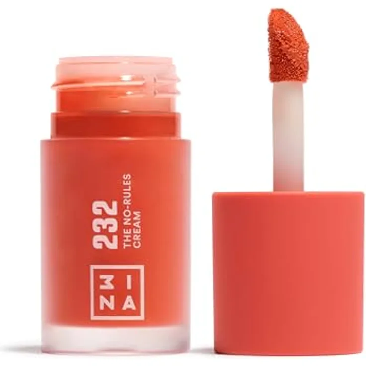 3INA The No-Rules Cream Blush, 8 ml VIVID RED - Multifunktionales Creme-Rouge für Lippen, Wangen und Augenlider, individuell aufbaubare Deckkraft