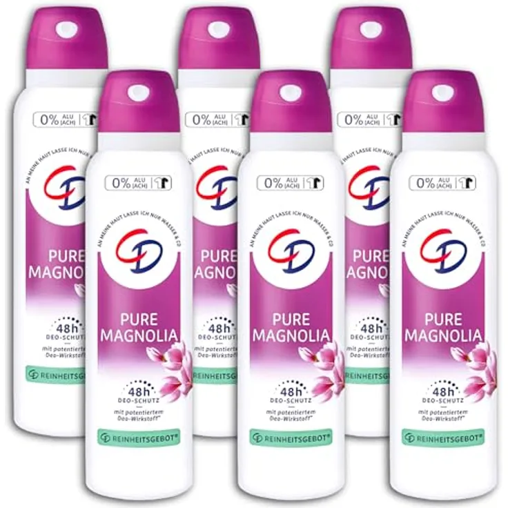 CD Deospray Pure Magnolia, 6er Pack á 150 ml, blumiger Duft