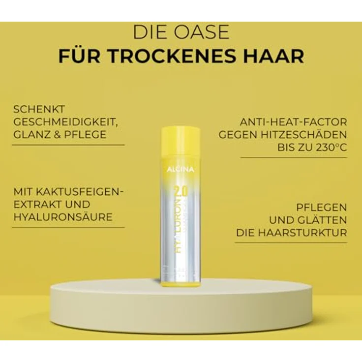 Alcina Hyaluron 2.0 Shampoo (250 ml) - Shampoo für trockene & spröde Haare - Glanz & Geschmeidigkeit - verhindert Hitzeschäden bis zu 230°C - Haarpflege mit Hyaluronsäure & Kaktusfeigenextrakt – Bild 2