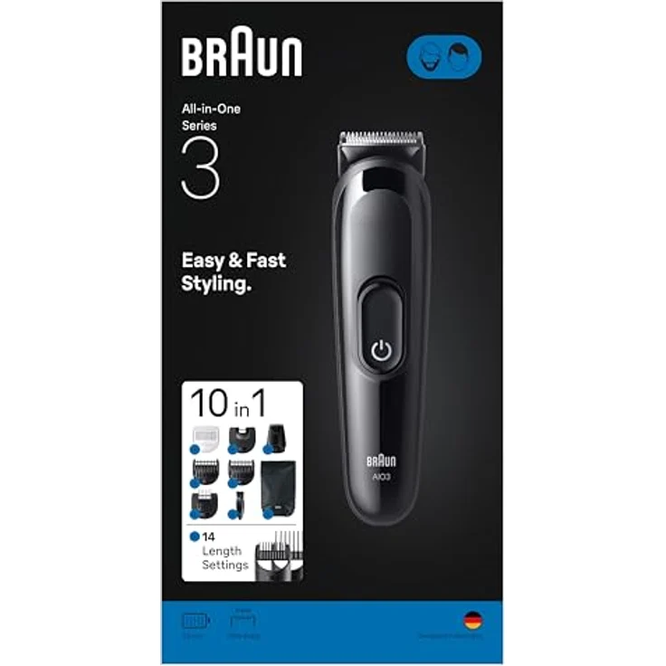 Braun MULTIGROOM AIO3560, 10-in-1 Haarschneider mit 14 Längeneinstellungen, ultrascharfen Klingen und 50 Minuten Akkulaufzeit – Bild 1