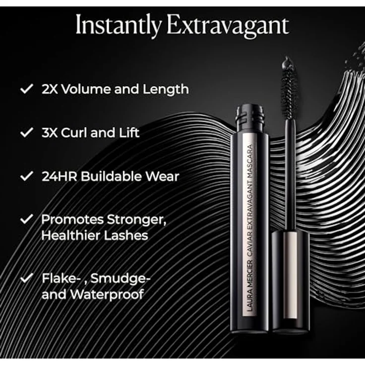 Laura Mercier Caviar Extravagant Mascara, Mini Schwarz, Volumen & Länge, 8,5 ml – Bild 4