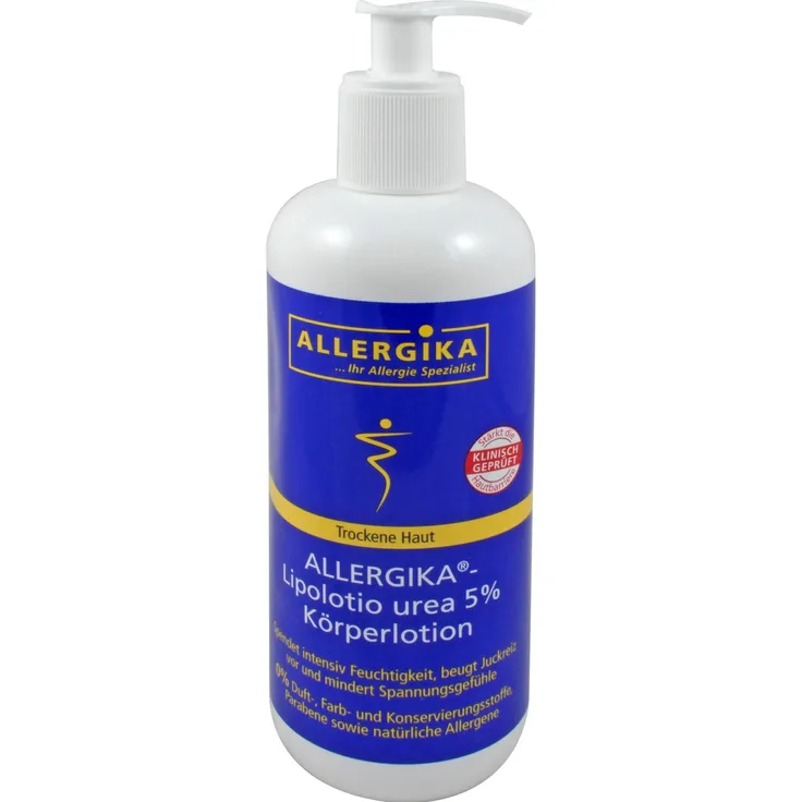 Allergika Lipolotio Urea 5%, Körperlotion für trockene Haut, 500 ml, schnell einziehend