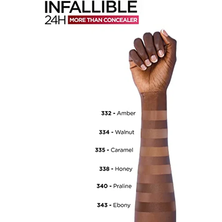 L'Oréal Paris Concealer zum Abdecken und Auffrischen, Für ein deckendes Finish und bis zu 16H Halt, Infaillible More Than Concealer, Farbe: 334 Walnut, 11 ml – Bild 5