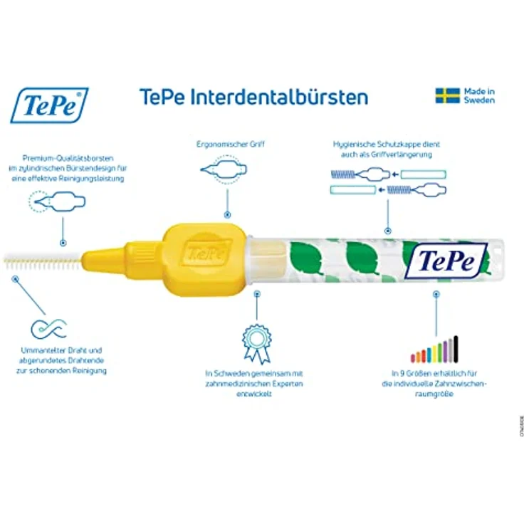 TePe Interdentalbürsten Original gelb, 0.7 mm, 8 Stück, für rundum gesunde Zähne – Bild 5