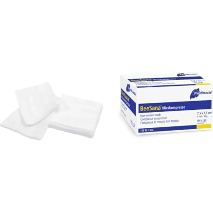 Meditrade Vlieskompressen unsteril 10x10 cm, 4-fach, 40g, 100 Stück, Verbandsmaterial – Bild 2