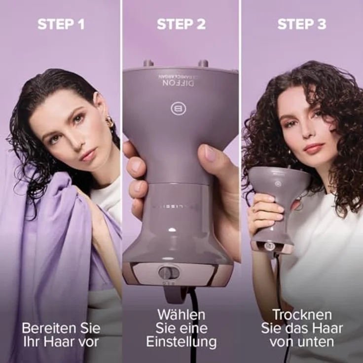 BELLISSIMA Diffon Ceramic & Argan, Diffusor für lockiges Haar mit Arganöl, sanftes Trocknen, Anti-Frizz, 2-fache Spannung – Bild 5