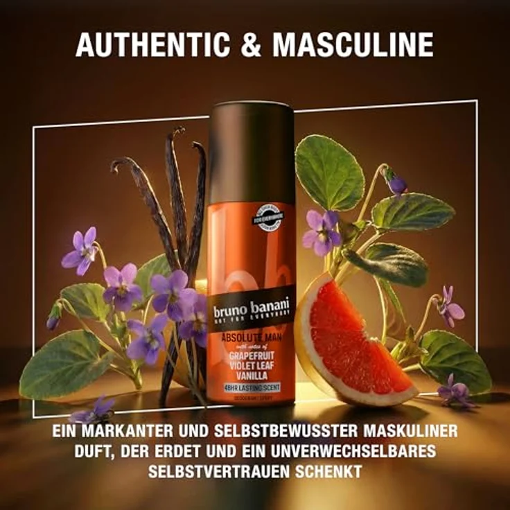 bruno banani Absolute Man Deo-Bodyspray, holziger Amberduft, 48h lang anhaltend, vegane Formel, 150 ml – Bild 3