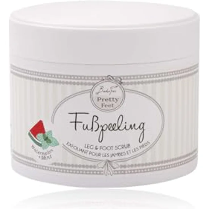 BadeFee Fußpeeling "Pretty Feet", mit Meersalz, Avocado- und Mandelöl, entfernt Hornhaut, vegan & tierversuchsfrei, 370g, Made in Germany