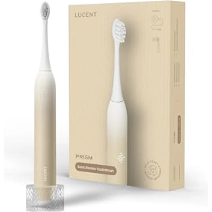 Be Lucent Prism Sonic Elektrische Zahnbürste Vanillecreme – 60 Tage Akkulaufzeit, Automatisches Ein-/Ausschalten, Smart-Timer, 3 Putzmodi, Drucksensor, IPX8 wasserfest – Bild 1