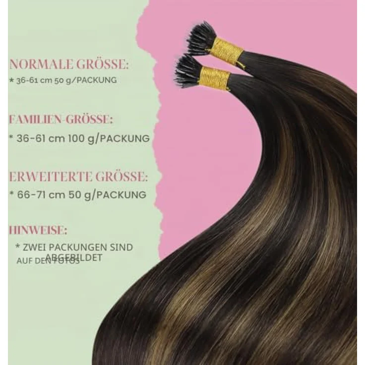 YoungSee Nanoring Echthaar Extensions 55cm, Dunkelbraun Ombre, unsichtbare, wiederverwendbare Haarverlängerungen für feines Haar, 50g – Bild 3
