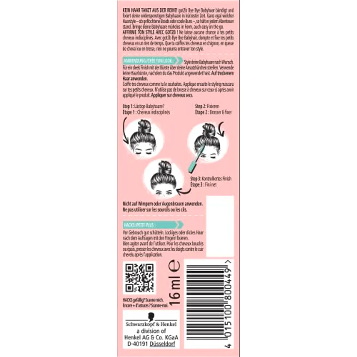 got2b Haar Mascara-Bürste Bye Bye Babyhaar (16 ml), Bürste zum Babyhaare Fixieren verleiht ein glänzendes Finish, federleicht und nicht fettend, auch für unterwegs – Bild 3