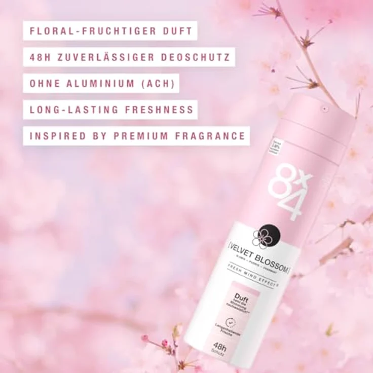 8x4 VELVET BLOSSOM, Deo-Spray 150 ml, mit floralem Duft, extrem entzündbar – Bild 2