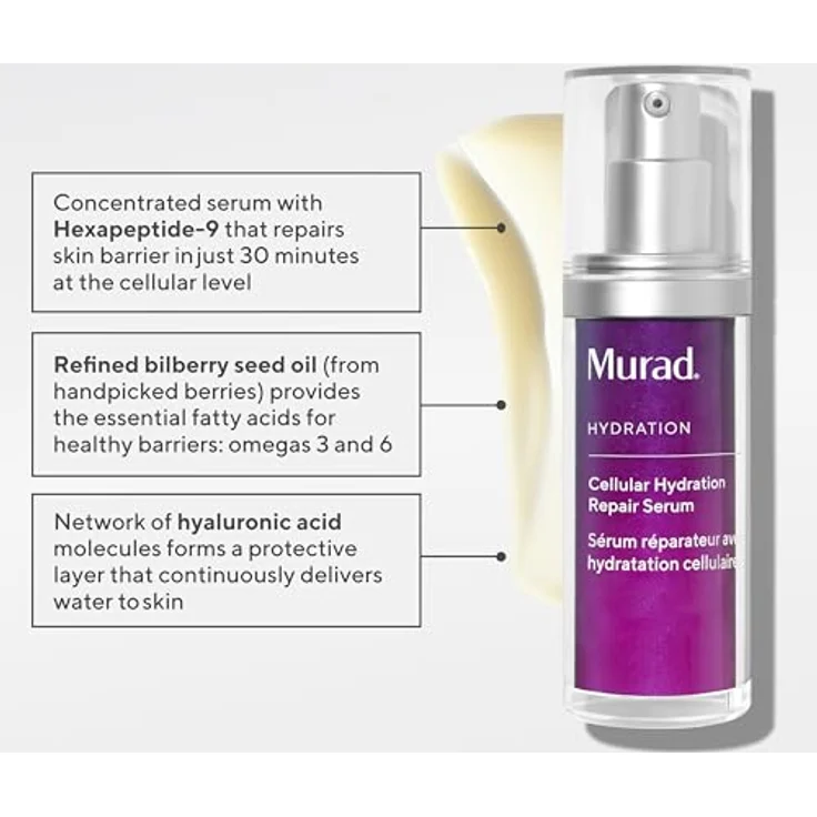 Murad - Hydration Cellular Hydration Repair Serum 30 ml, repariert die Hautbarriere mit Hexapeptide-9 und Heidelbeersamenöl, blau – Bild 2