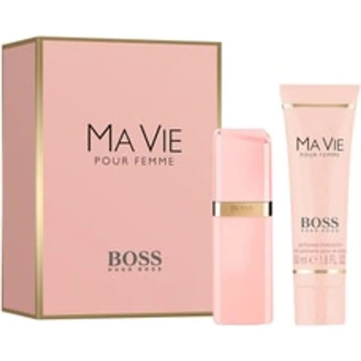 HUGO BOSS Ma Vie Duftset, Damen-Eau de Parfum 30 ml und Bodylotion 50 ml in rosa Schachtel mit goldenen Akzenten