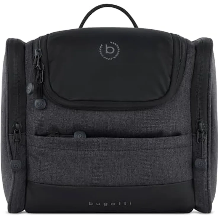 bugatti Universum Kulturbeutel S zum Aufhängen, Kulturtasche für Damen & Herren in schwarz
