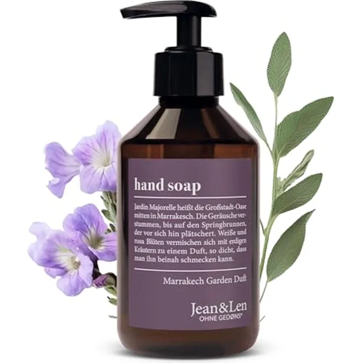 Jean & Len Handseife Marrakech Garden, 250 ml Flüssigseife im Pumpspender, warmer und beruhigender Duft, vegan, für beanspruchte Hände