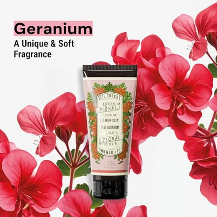 Panier des Sens Natürliches Duschgel Geranie, 95% natürliche Inhaltsstoffe, feuchtigkeitsspendend mit Olivenöl, pH-mild, 200 ml – Bild 3