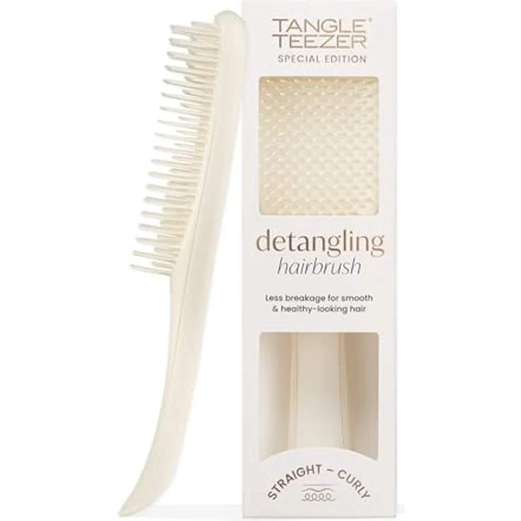 Tangle Teezer Ultimate Detangler Haarbürste, Entwirrungsbürste für nasses und trockenes Haar, zweistufige Borsten, Porzellancreme matte Oberfläche, für alle Haartypen – Bild 1