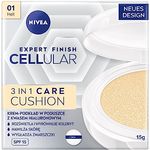 NIVEA Cellular Expert Finish 3in1 Pflege Cushion für helle Hauttöne (15 g), Make-up mit Hyaluron, Kollagen-Booster und LSF 15, feuchtigkeitsspendende Cushion Foundation